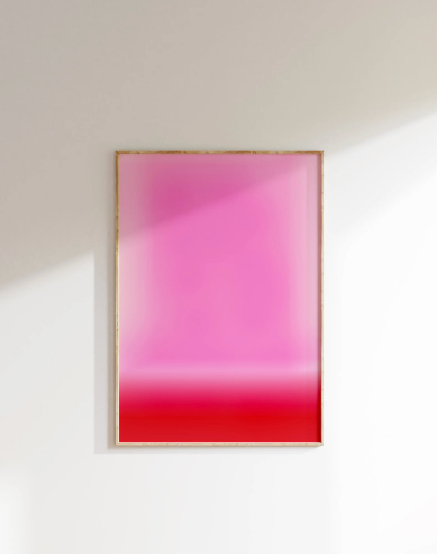 Printable Pink Red Print Gradient Abstract Wall Art by byKHAY